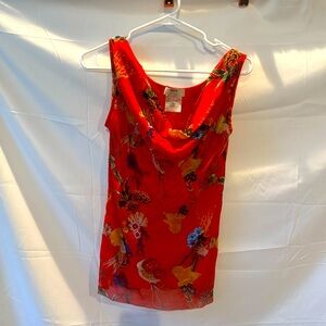 🌺 Fuzzi Floral Mesh Cowl Neck Top – Size Large 🌺